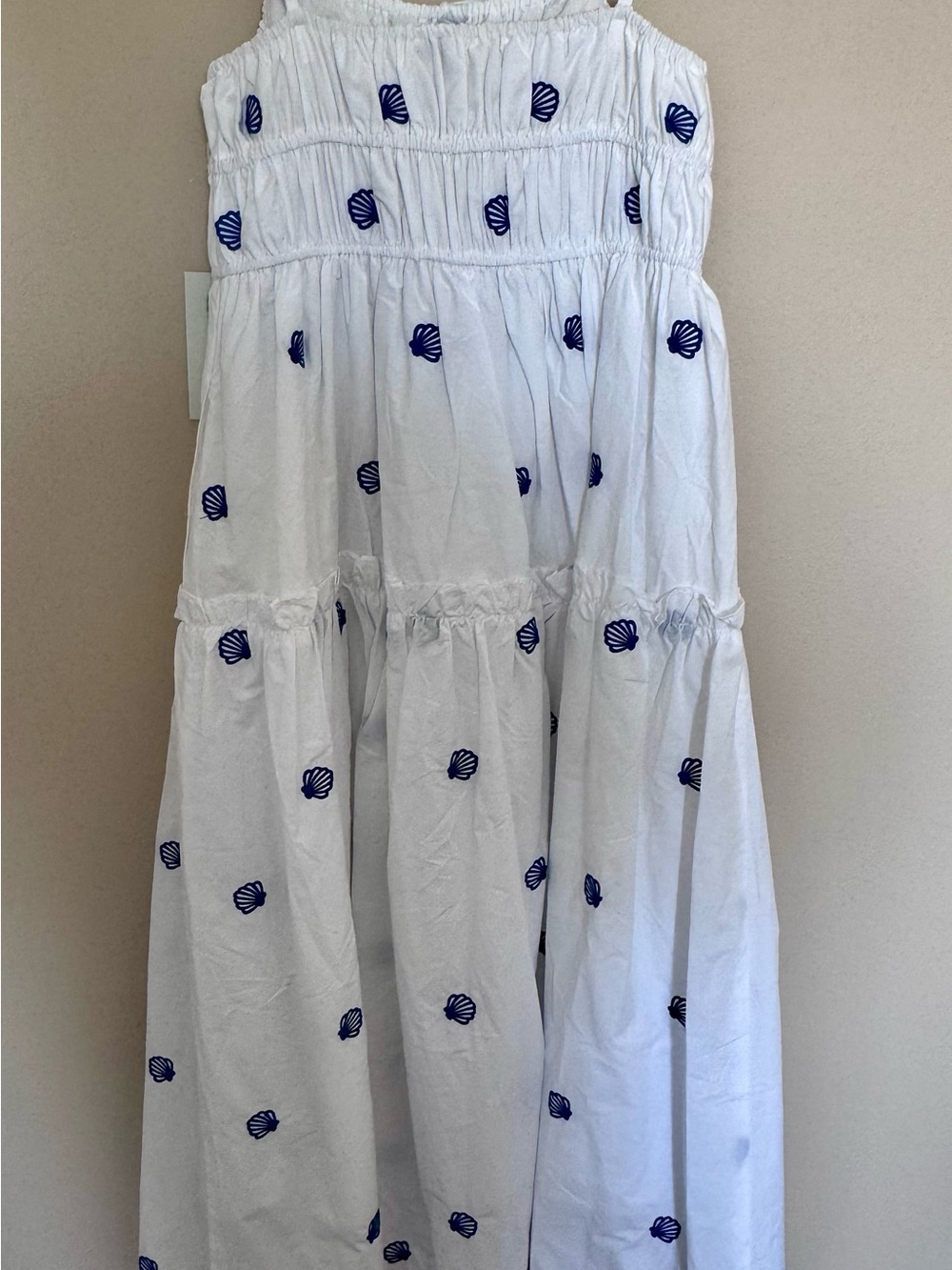Joie White Midi Dress with Blue Shell Motif - Picture 5 of 10